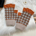 Plaid Knit Fingerless Gloves - DippedShop Wholesale - #8899