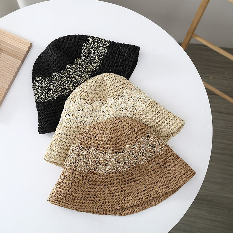 Hollow Woven Straw Bucket Hat - DippedShop Wholesale - #8547
