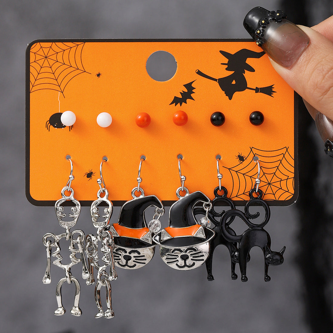 5+ Skull Cat Cartoon Halloween Earrings DPJE2737