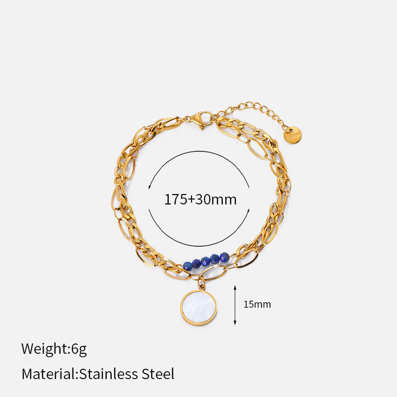 Fresh Double-Layer Beaded Chain Bracelet 6W6JBR521