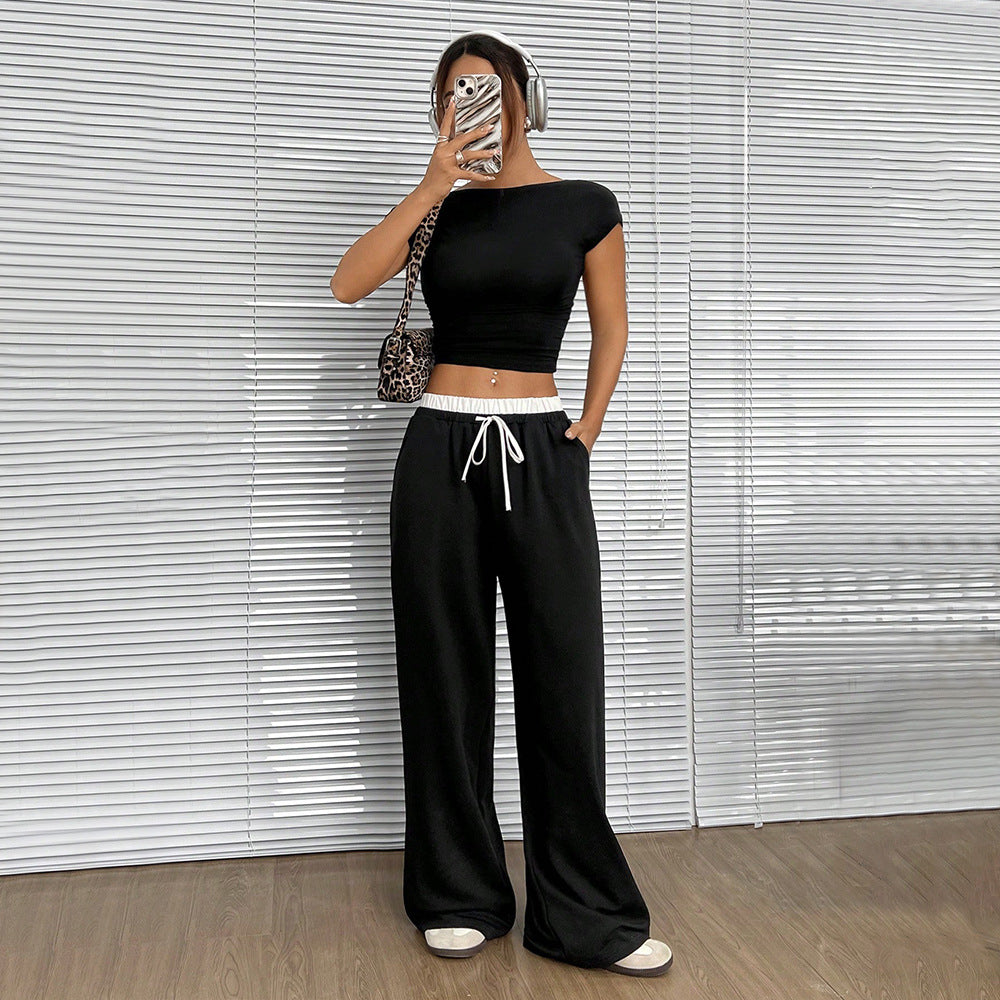 Simple Color Block Straight Leg Loose DP25A760