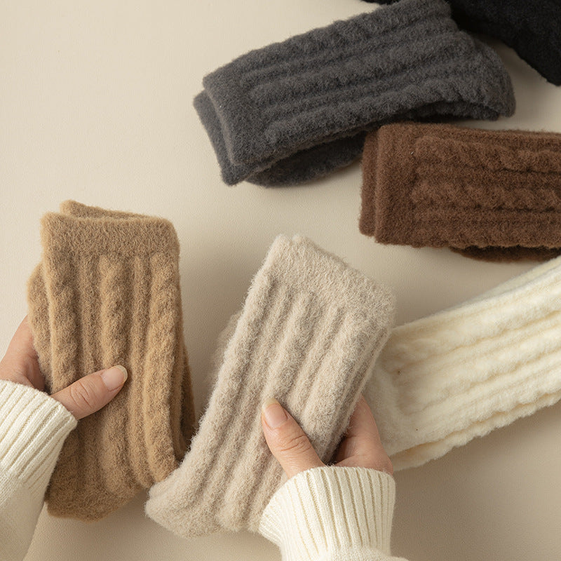 Thickened Cable Knit Winter Crew Socks 6W8FSO883