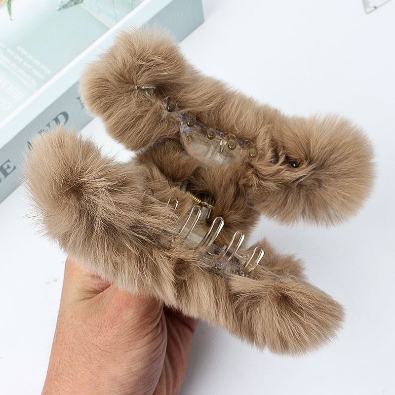 Leopard Fuzzy Hair Claw - DippedShop Wholesale - #8499