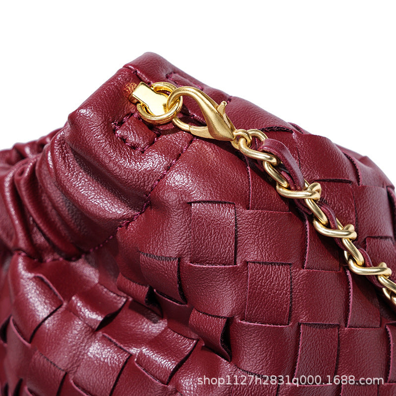 Fashion Woven Plaid Cloud Shoulder Bag 6W10BBG2419