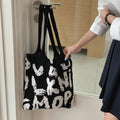 Trendy Letter Graphic Knit Shoulder Tote Bag 6W10BBG1790