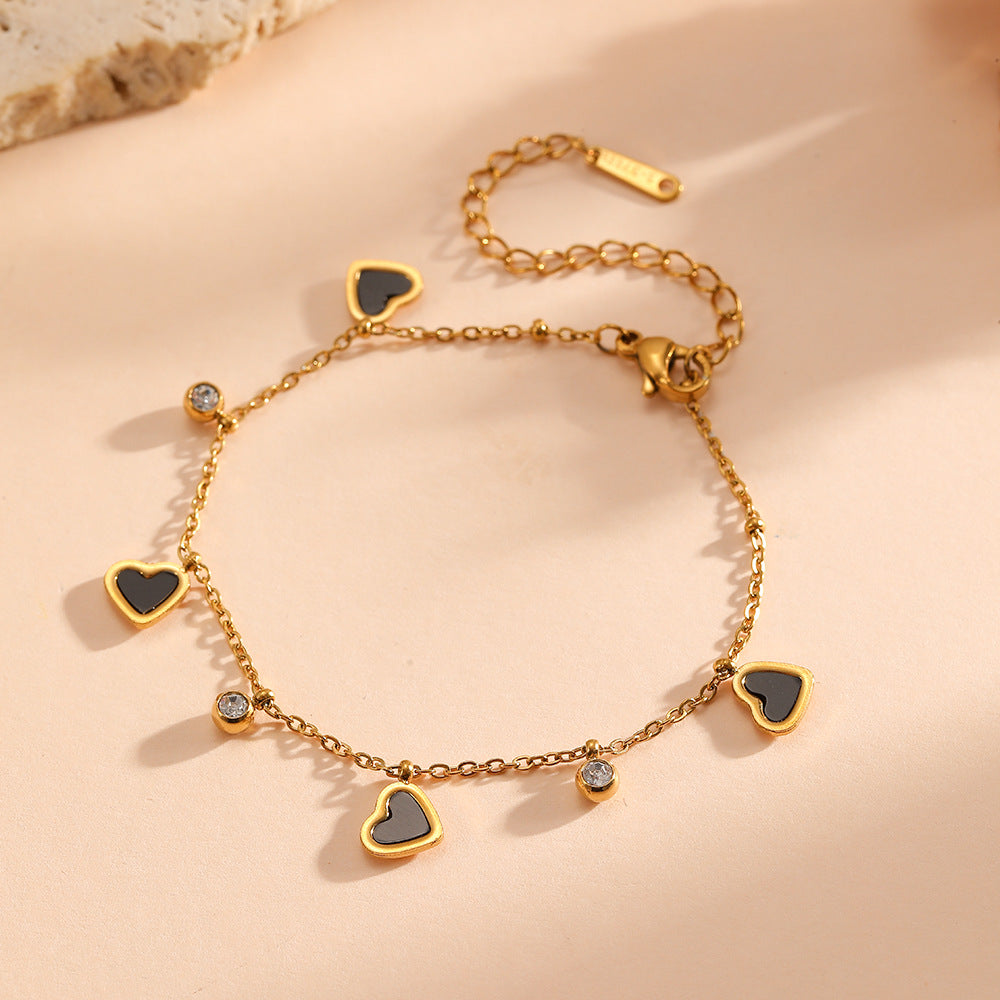 Black Love Pendant Layered Cha - DippedShop Wholesale - #5907