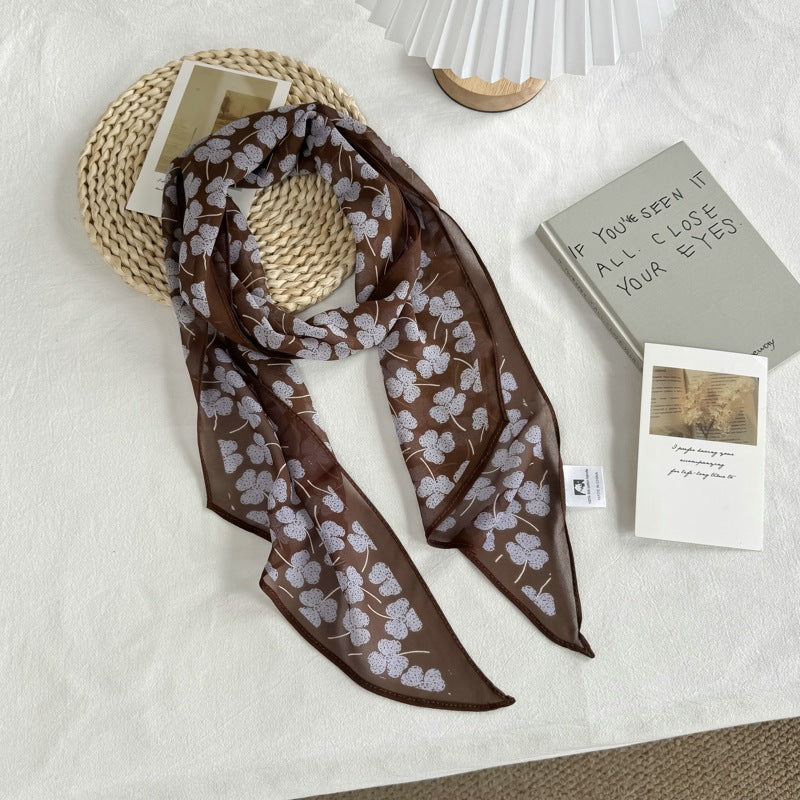 Vintage Floral Print Triangle Shape Silk Scarf MK2BLW6W6NSI52