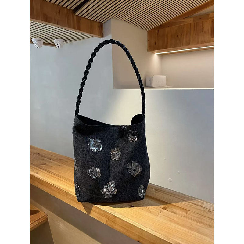 Canvas Sequin Bucket Bag - DippedShop Wholesale - #9571