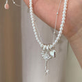 Heart Cross Pearl Necklace - DippedShop Wholesale - #3155