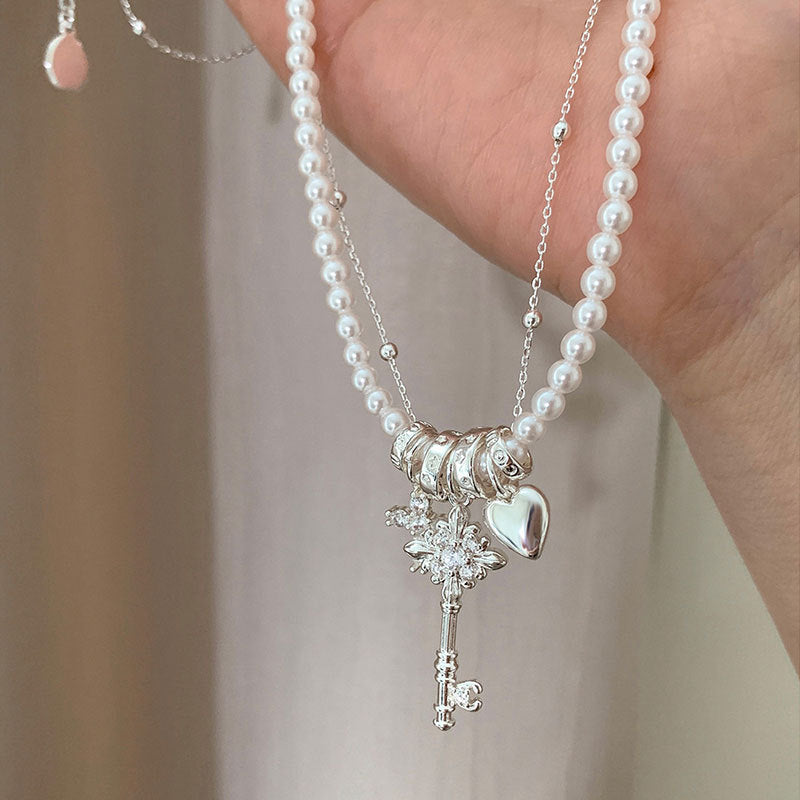 Heart Cross Pearl Necklace - DippedShop Wholesale - #3155