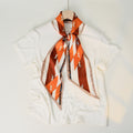 Simple Color Block Striped Print Silk Scarf 6W6NSI258