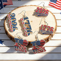 Stylish USA Flag Letter Pendant Hook Earrings 8ZA6JER186L