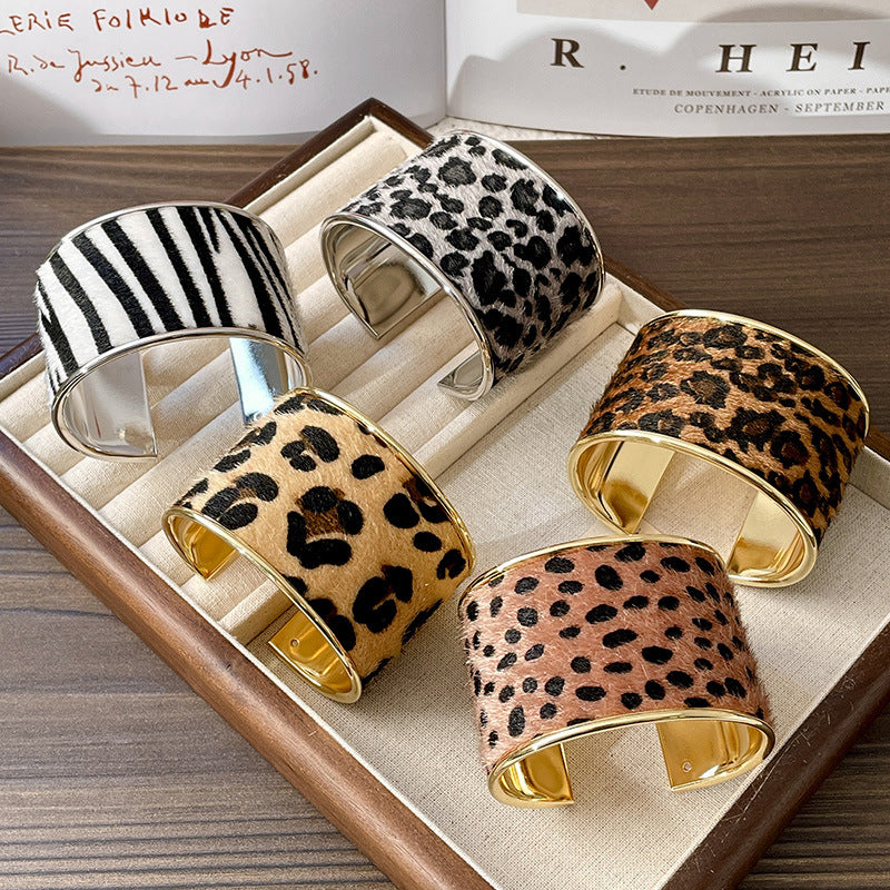 Zebra Leopard Open Punk Bracelets DP25D629