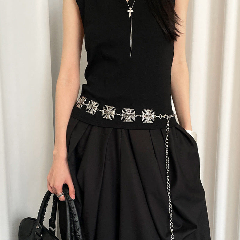Trendy Cowgirl Cool Patchwork Wide Leather Belt 6W6JBT140