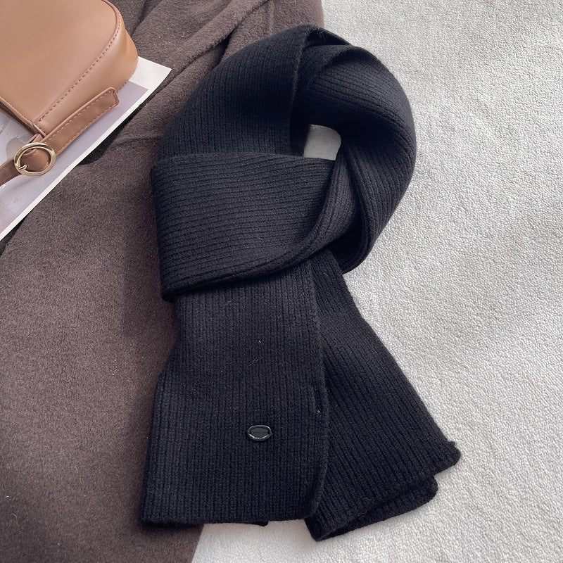 Solid Color Wool Blend Warm Knit Scarf 6W6NSC69