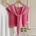 Trendy Cable Knit Solid Color Sweater Shawl 6W6NSC54