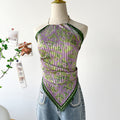Painting Pleated Beads Scarf Halter Camisole MK2BW6W6NSI23