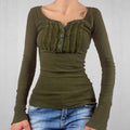 Ruffle Trim Ribbed Top - DippedShop Wholesale - #8659