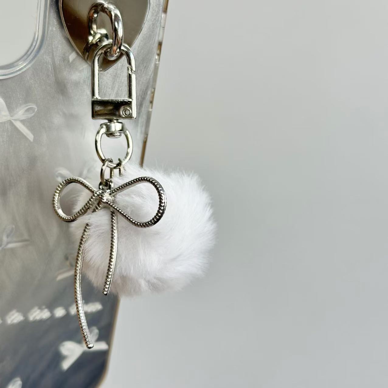 Chic Bowknot Plush Ball Keychain Bag Charm 6W10BBC434
