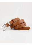 Minimalist Silver Buckle Versatile Leather Belt 6W6JBT156