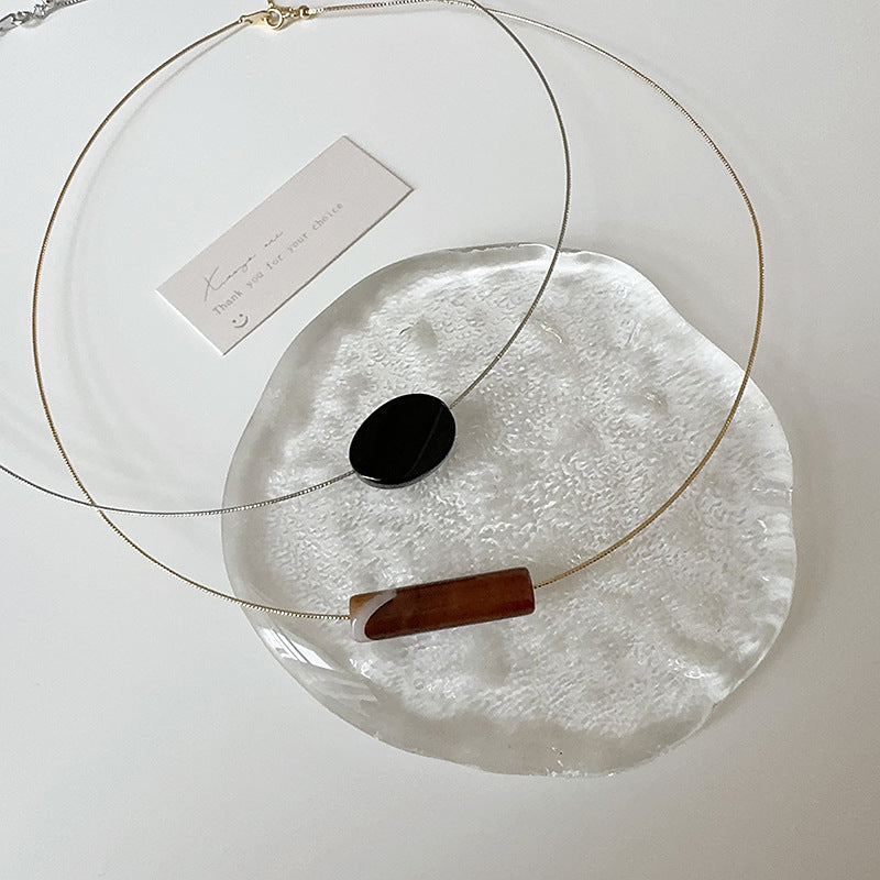 Minimalist Resin Pendant Chain Choker Necklace DP25F841