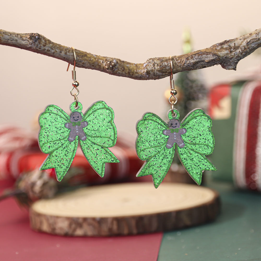 Leopard Bow Dangle Earrings - DippedShop Wholesale - #8659