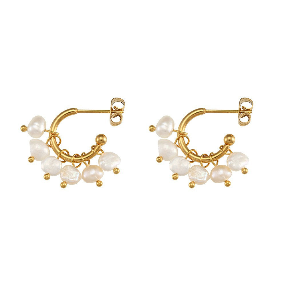 Pearl Tassel C-Shaped Earrings - DippedShop Wholesale - #0947