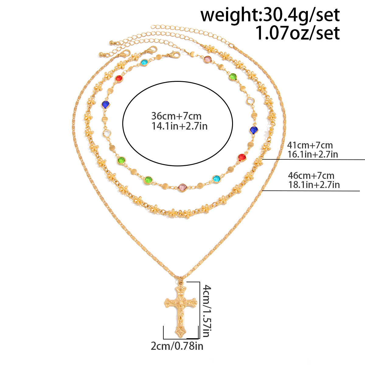 Layered Cross Pendant Necklace - DippedShop Wholesale - #5571