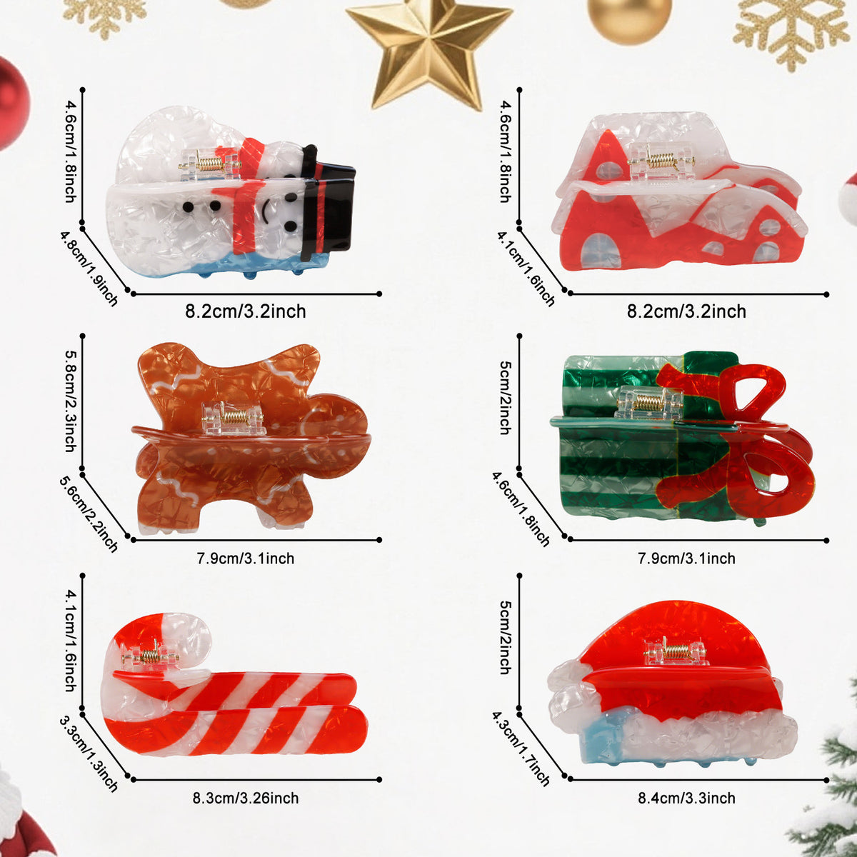Cute Cartoon Christmas Gingerbread Hair Claw 6W6HCP1614