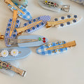 Blue Plaid Hair Clip - DippedShop Wholesale - #0019