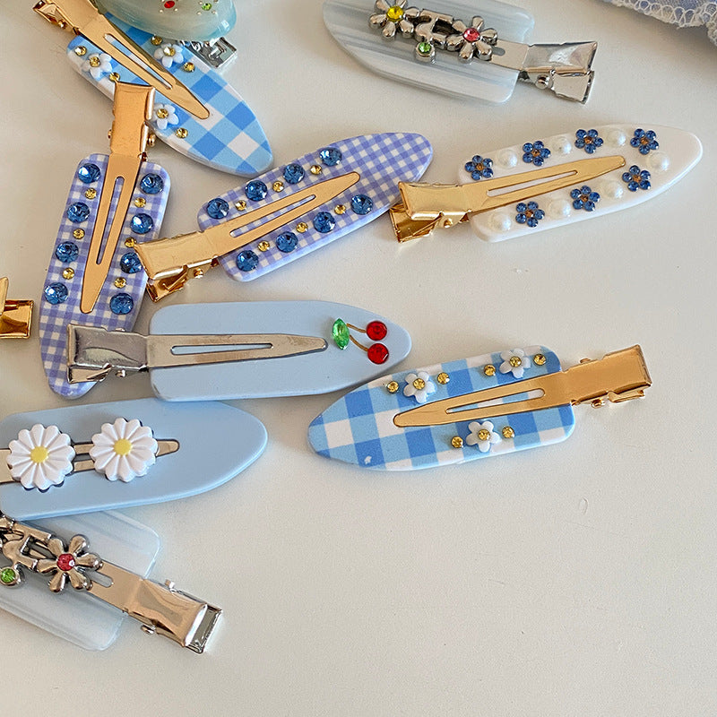 Blue Plaid Hair Clip - DippedShop Wholesale - #0019
