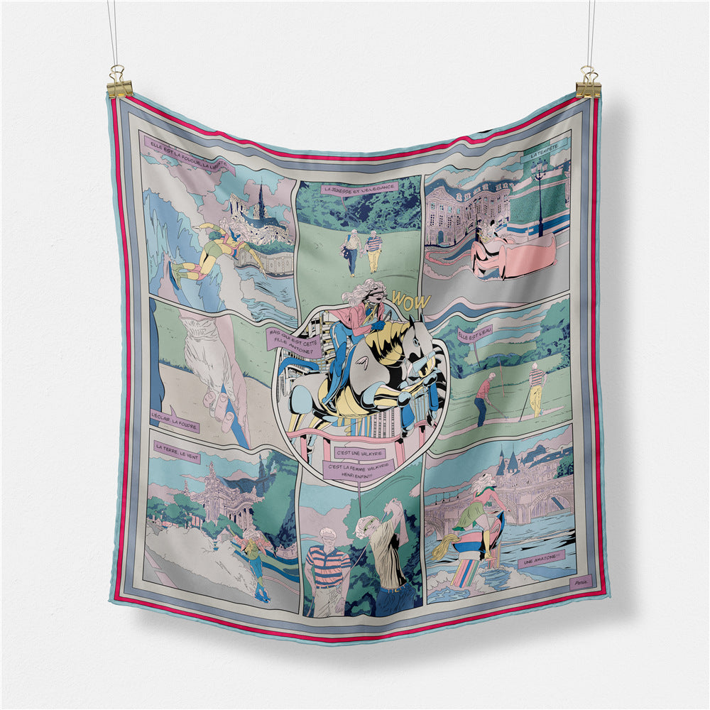 Abstract Silk Square Scarf - DippedShop Wholesale - #8819