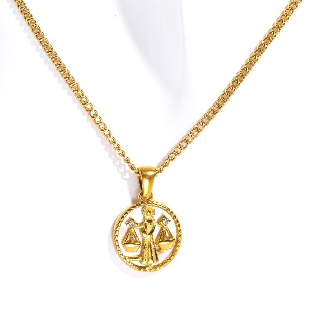 Gold Plated Zodiac Pendant Necklace - DippedShop Wholesale - #4323