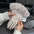 Rhinestone Plush Warm Gloves - DippedShop Wholesale - #4803