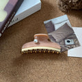 Elegant Pearl Color Block Acetate Hair Claw 8AS6HCP291L