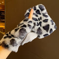 Leopard Faux Fur Fingerless Gloves - DippedShop Wholesale - #5203