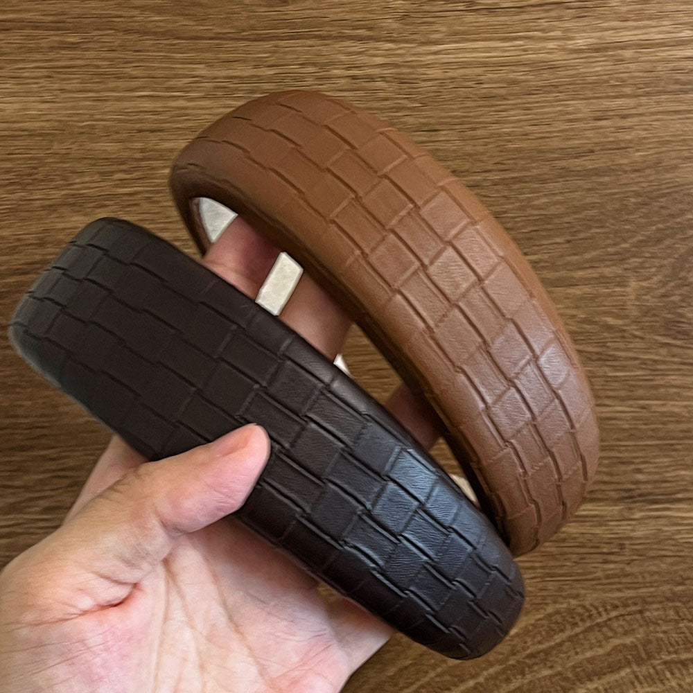 Trendy PU Woven Plaid Padded Wide Headband 6W6HBD379