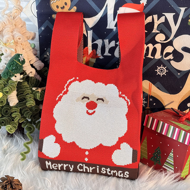 Cute Santa Claus Christmas Knitted Wrist Bag 6W10BOB1345