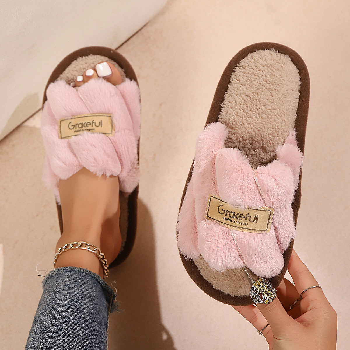 Fluffy Open Toe Slippers - DippedShop Wholesale - #4995