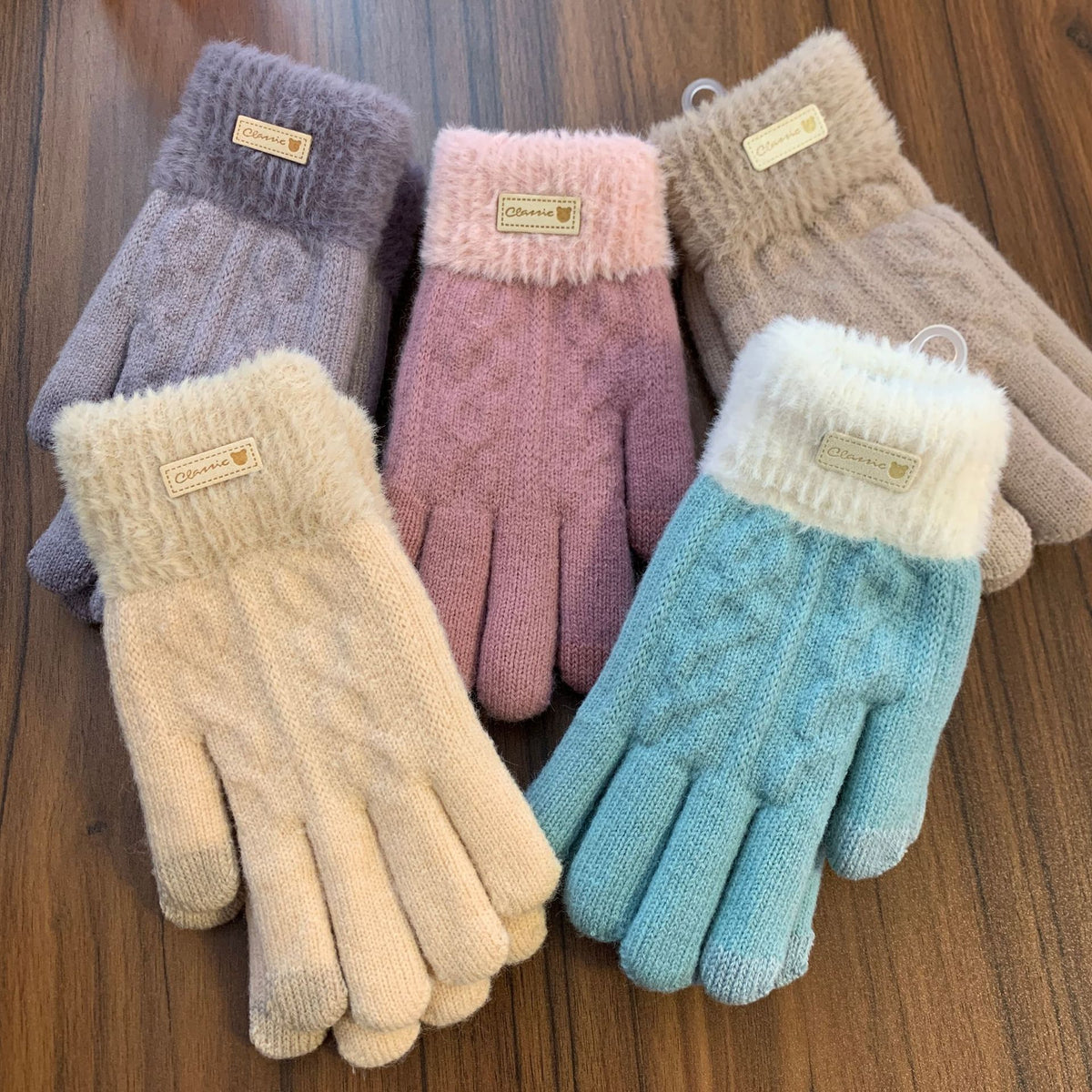 Fuzzy Plush Knit Gloves - DippedShop Wholesale - #1763