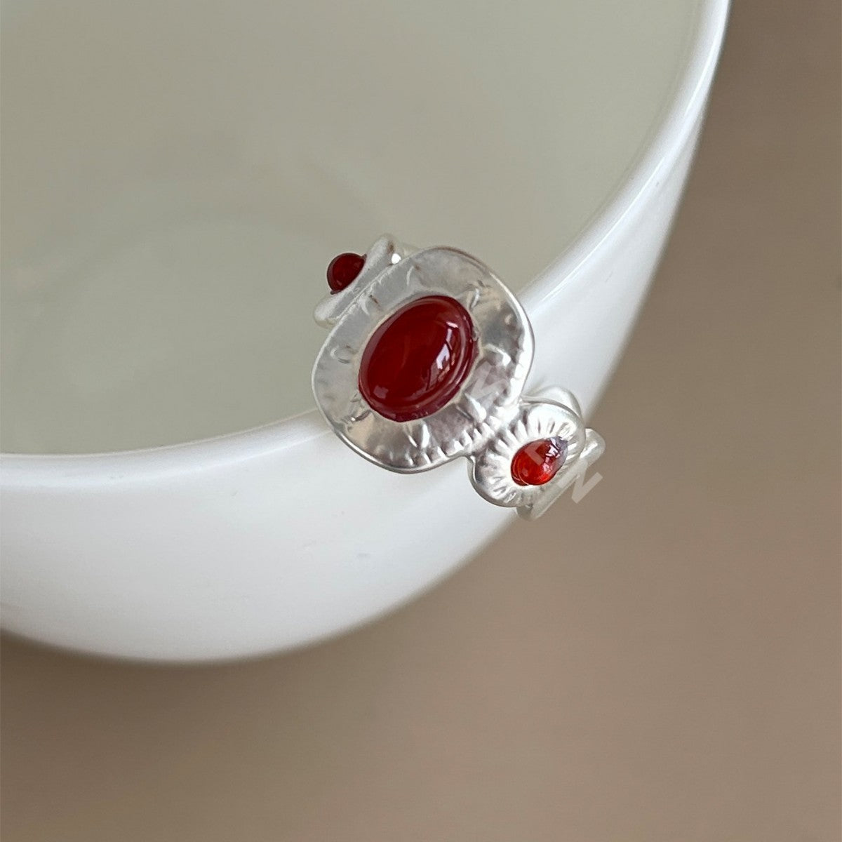 Totem Ethnic-Style Red Agate Ring 8ZA6JRG134L