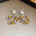 Elegant Rhinestone Floral Pendant Pearl Double Layer Necklace 6W6JNC918