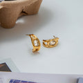 Gold Plated C-Shaped Stud Earrings - DippedShop Wholesale - #1155