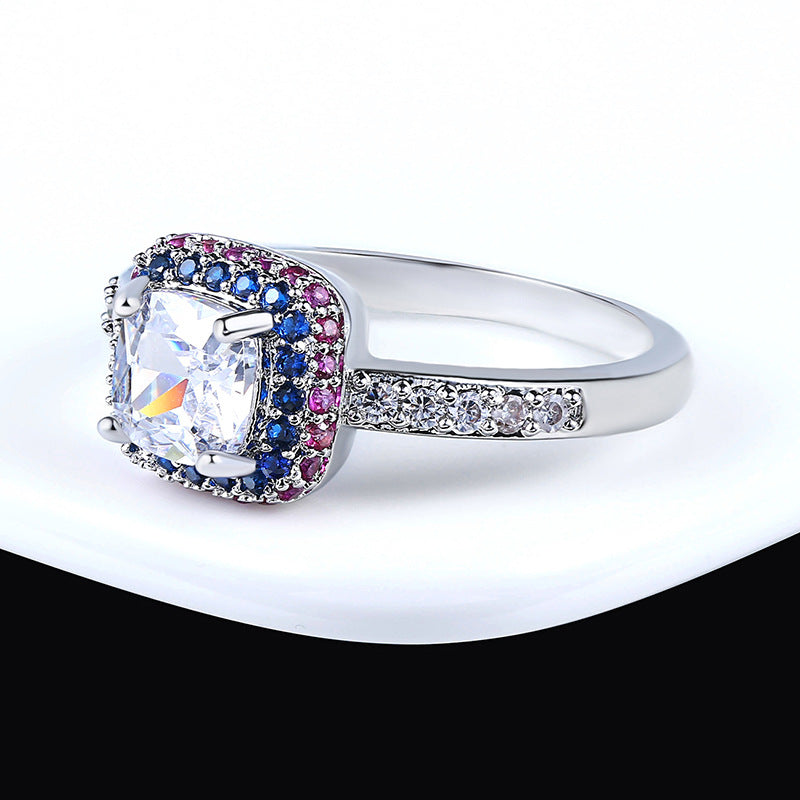 Electroplated Sparking Cubic Zirconia Geometric Ring 8ZA6JRG211T
