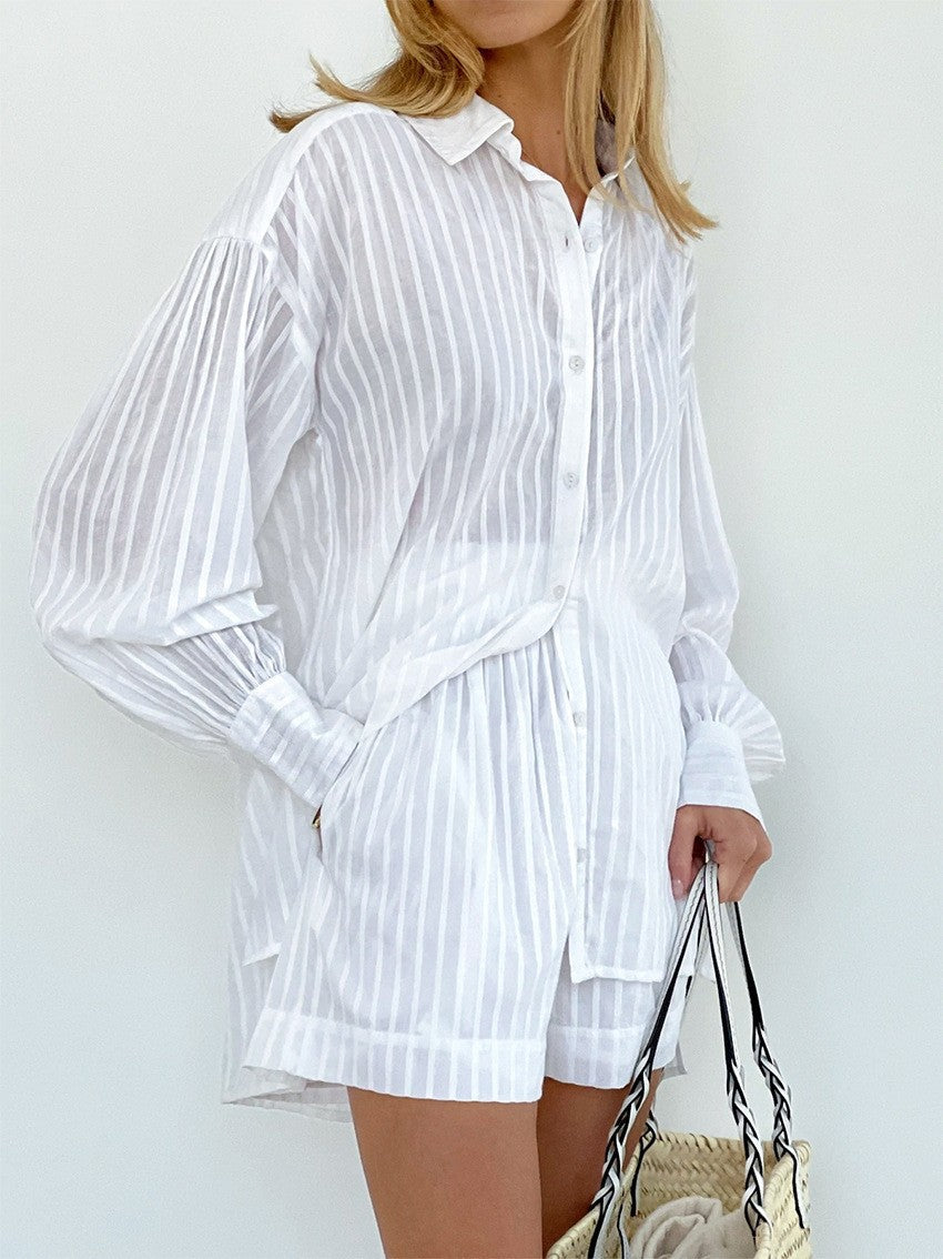 Floral Stripe Shirt Shorts - DippedShop Wholesale - #4899