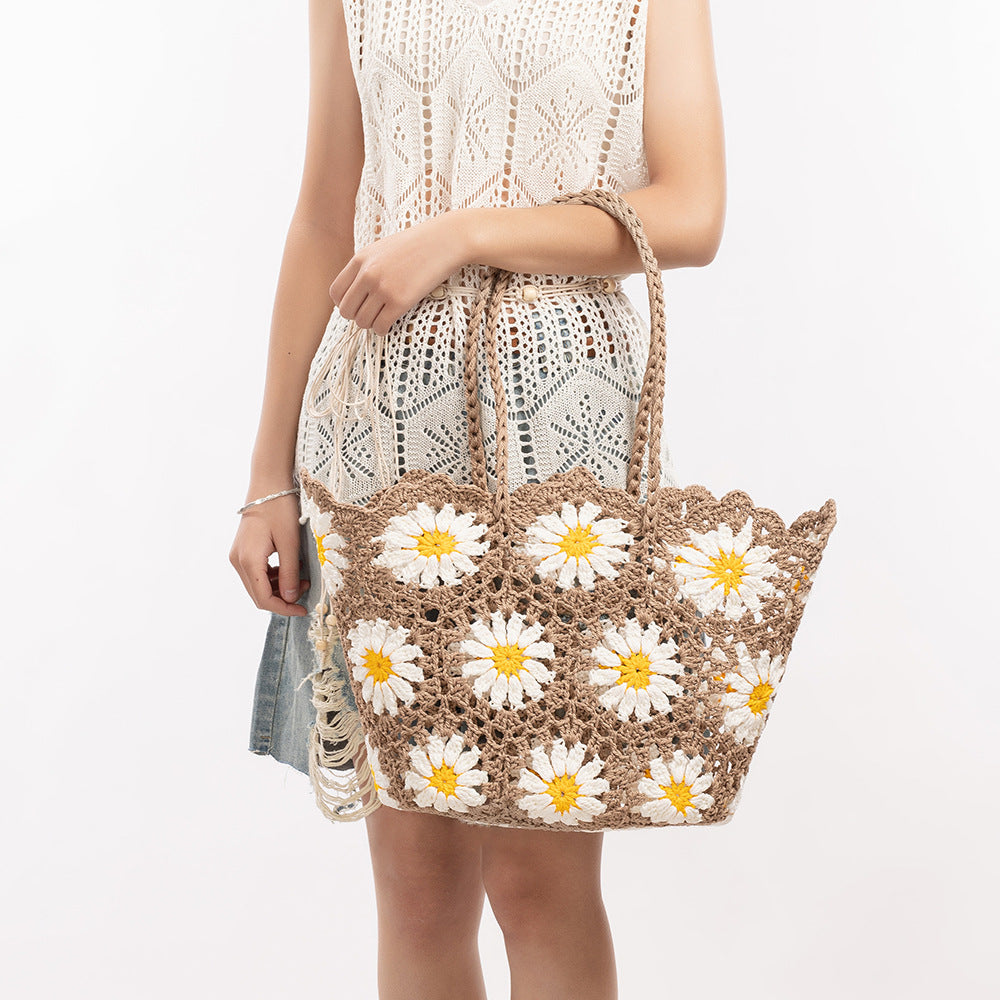 Flower Crochet Beach Bag - DippedShop Wholesale - #3411