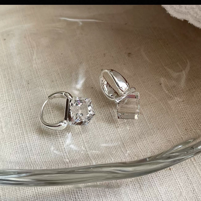 Minimlaist Blue Cube Dangle Hoop Earrings 6W6JER596