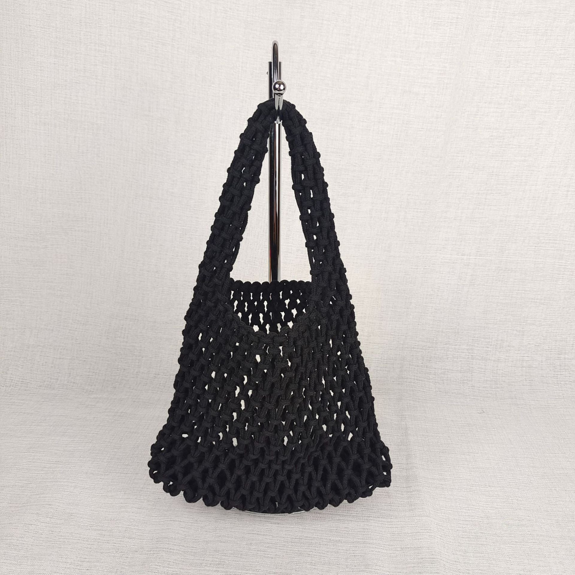 Solid Color Hollow Out Woven Handbag MK2BLW6W10BBG931
