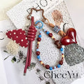 Vintage Mushroom Beaded Chain Bag Charm 6W10BBC402