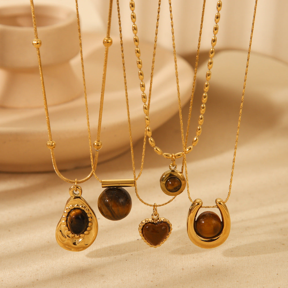Tiger Eye Pendant Necklace - DippedShop Wholesale - #9859